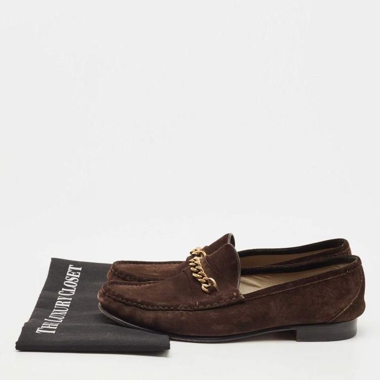 Pre Owned Tom Ford Brown Suede York Chain Loafers Size 41
