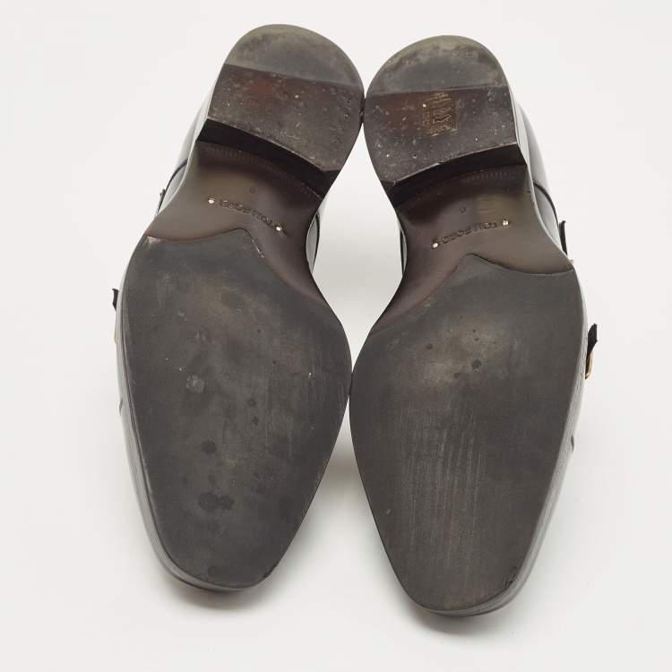 Pre Owned Tom Ford Black Leather Elkan Monk Strap Derby Size 42