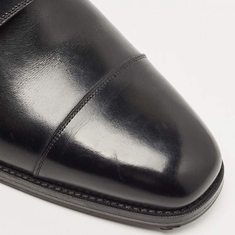 Pre Owned Tom Ford Black Leather Elkan Monk Strap Derby Size 42