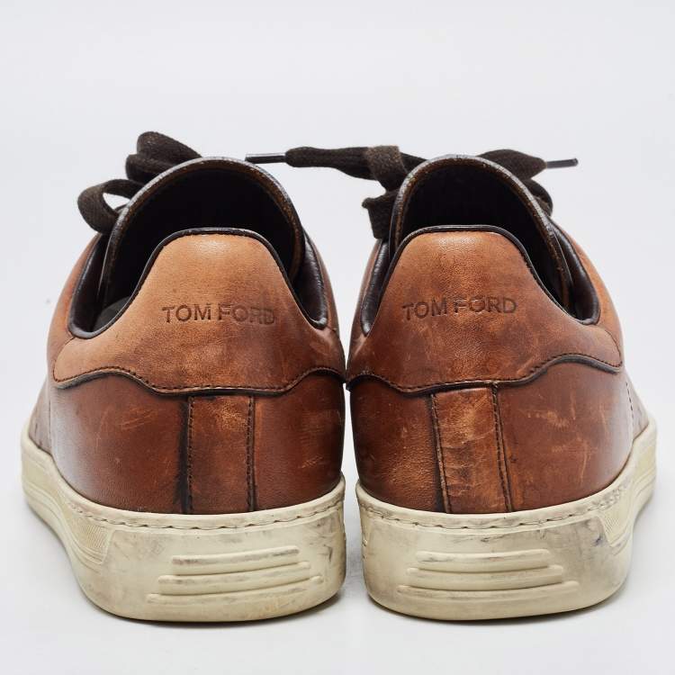 Pre Owned Tom Ford Brown Leather Warwick Sneakers Size 41