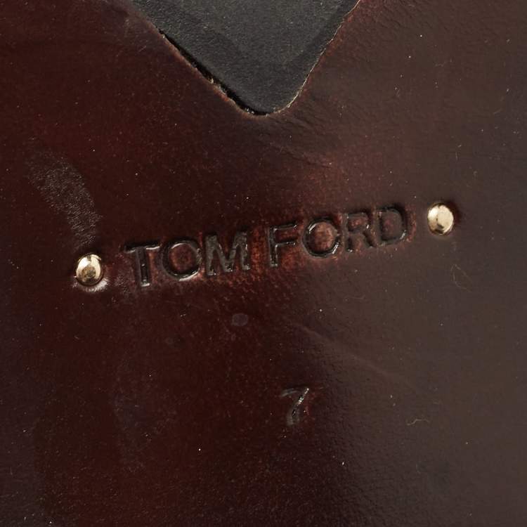 Pre Owned Tom Ford  Black Leather Lace Up Oxford Size 40
