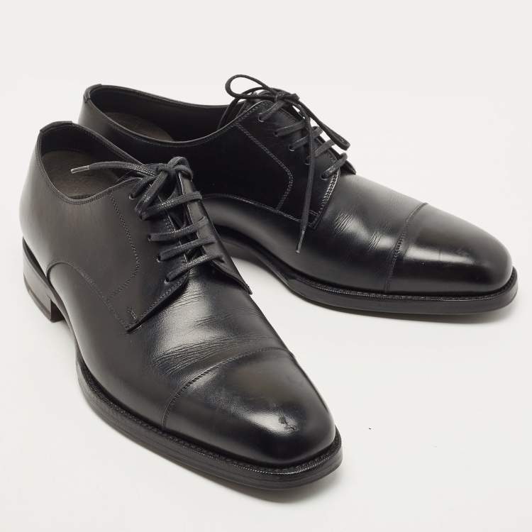 Pre Owned Tom Ford  Black Leather Lace Up Oxford Size 40