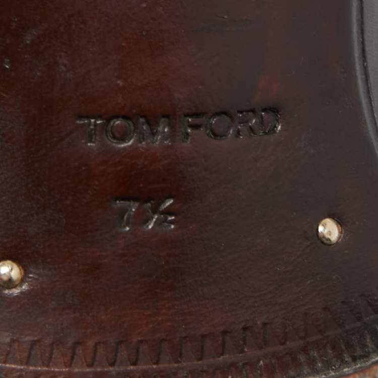 Pre Owned Tom Ford Black Leather Lace-Up Oxfords Size 40.5 