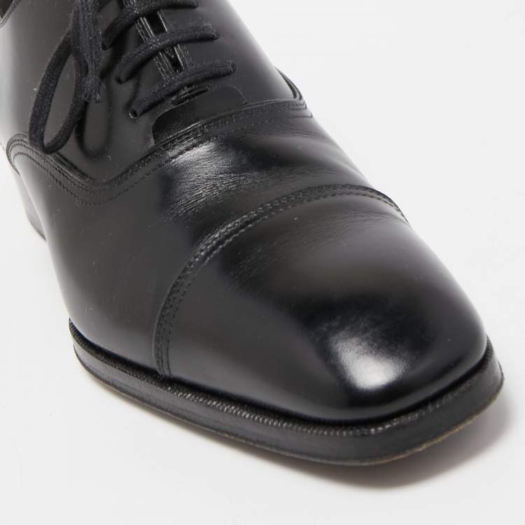 Pre Owned Tom Ford Black Leather Lace-Up Oxfords Size 40.5 