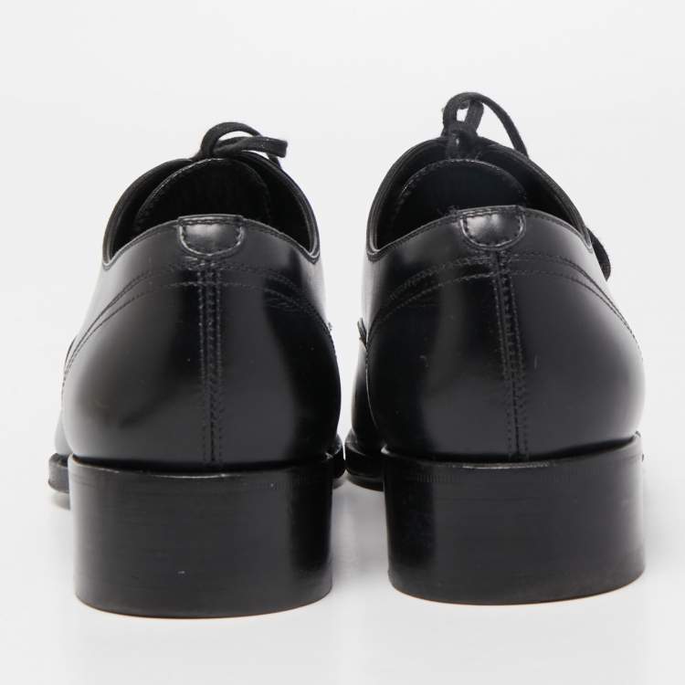 Pre Owned Tom Ford Black Leather Lace-Up Oxfords Size 40.5 