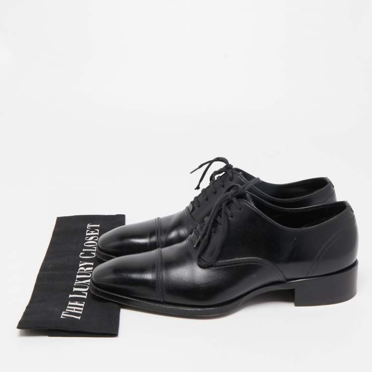 Pre Owned Tom Ford Black Leather Lace-Up Oxfords Size 40.5 