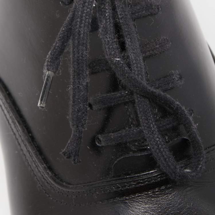 Pre Owned Tom Ford Black Leather Lace-Up Oxfords Size 40.5 