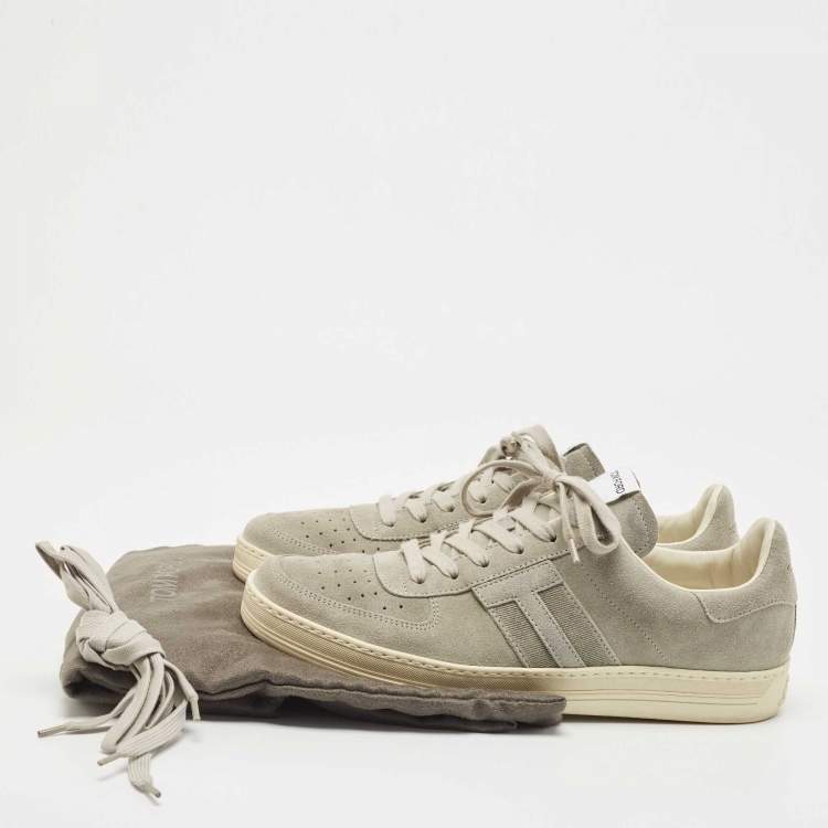 Pre Owned Tom Ford Grey Suede Radcliff Low Top Sneakers Size 42