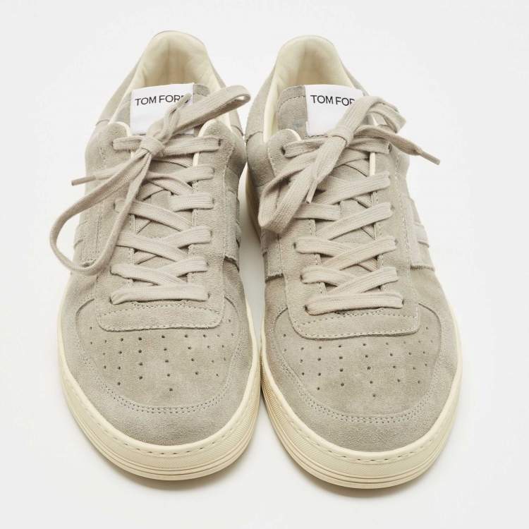 Pre Owned Tom Ford Grey Suede Radcliff Low Top Sneakers Size 42