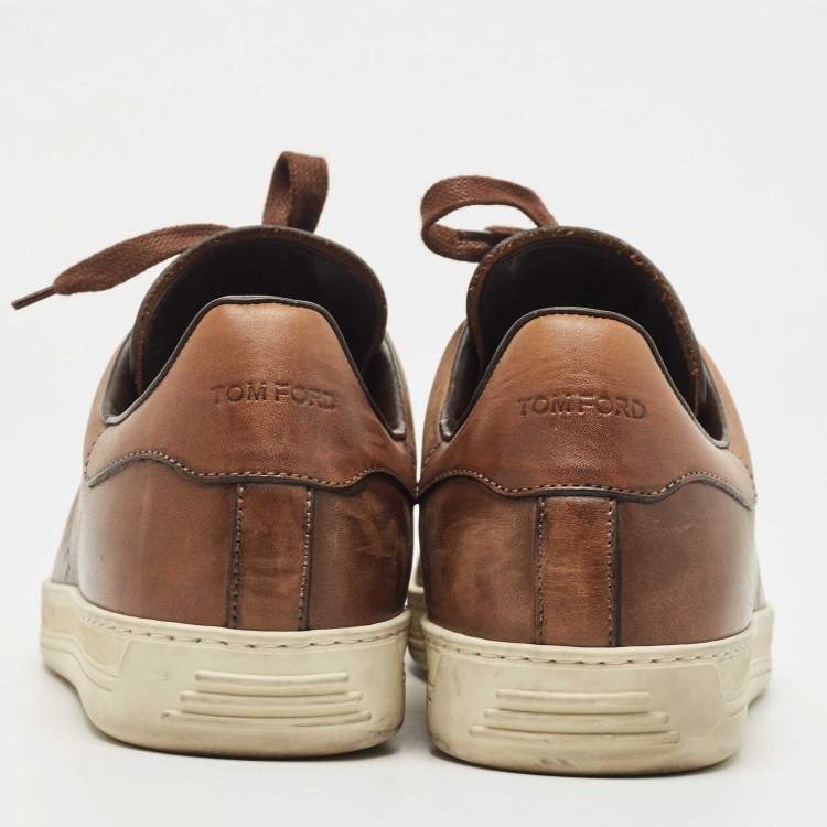 Pre Owned Tom Ford Brown Leather Low Top Sneakers Size 43