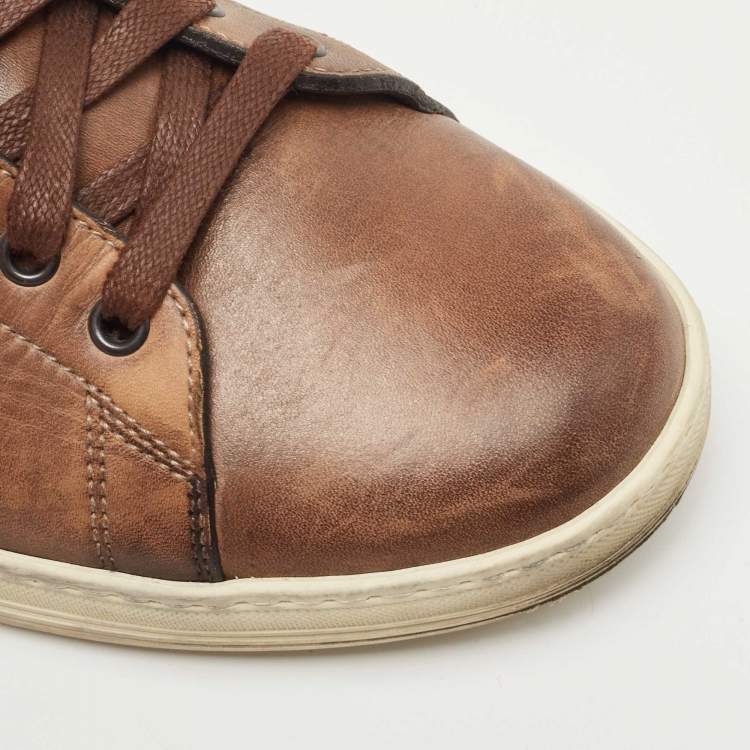 Pre Owned Tom Ford Brown Leather Low Top Sneakers Size 43