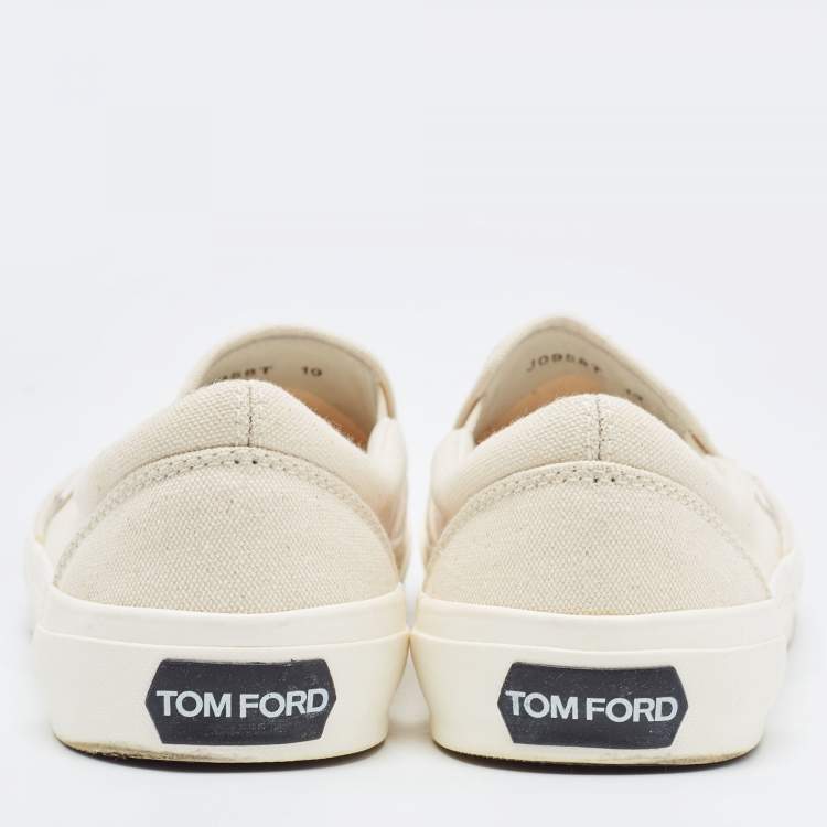Pre Owned Tom Ford Off White Canvas Low Top Sneakers  Size 43