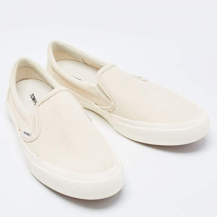 Pre Owned Tom Ford Off White Canvas Low Top Sneakers  Size 43