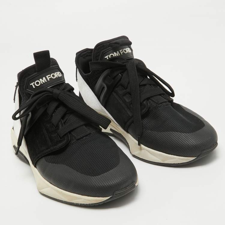 Pre Owned Tom Ford Black Mesh And Suede Low Top Sneakers Size 40