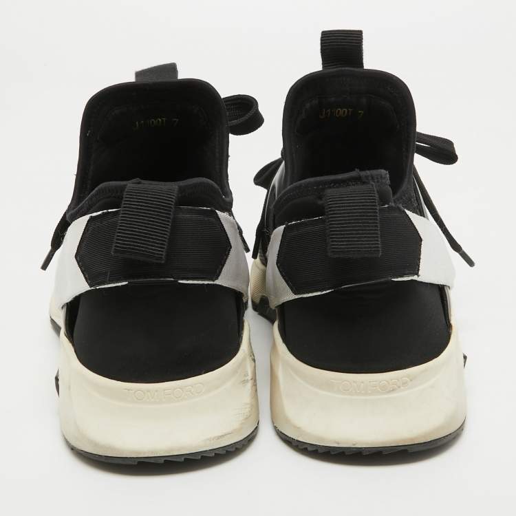 Pre Owned Tom Ford Black Mesh And Suede Low Top Sneakers Size 40