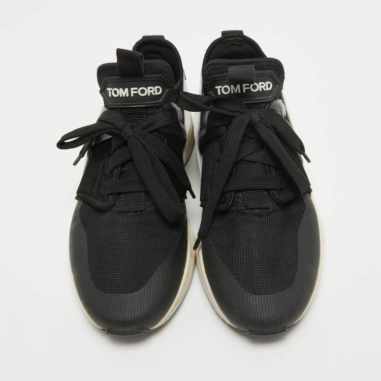 Pre Owned Tom Ford Black Mesh And Suede Low Top Sneakers Size 40