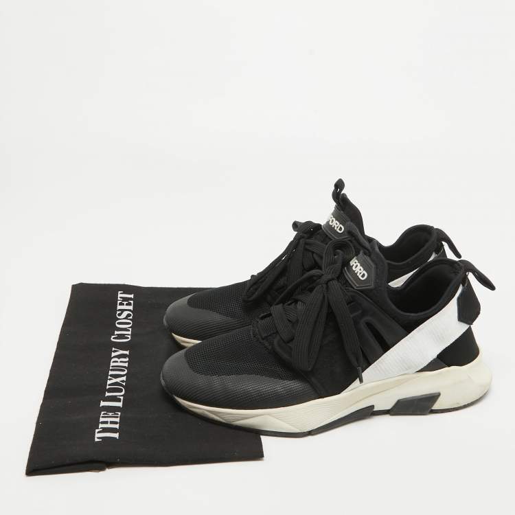 Pre Owned Tom Ford Black Mesh And Suede Low Top Sneakers Size 40