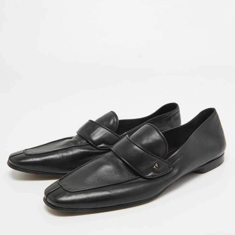 Pre Owned Tom Ford Black Leather Slip On Loafers Size 43.5