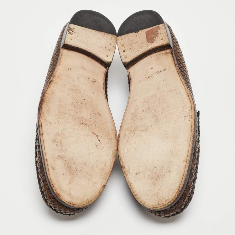Pre Owned Tom Ford Brown Leather Slip On Loafers Size 42.5