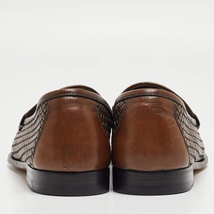 Pre Owned Tom Ford Brown Leather Slip On Loafers Size 42.5