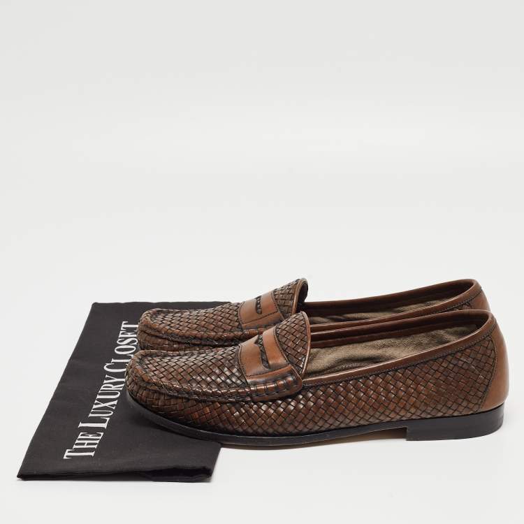 Pre Owned Tom Ford Brown Leather Slip On Loafers Size 42.5