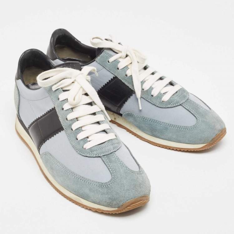 Pre Owned Tom Ford Blue Suede and Fabric Low Top Sneakers Size 42