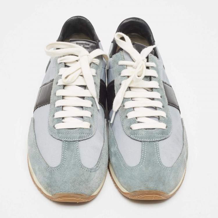 Pre Owned Tom Ford Blue Suede and Fabric Low Top Sneakers Size 42