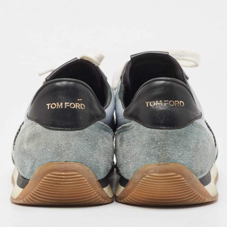 Pre Owned Tom Ford Blue Suede and Fabric Low Top Sneakers Size 42