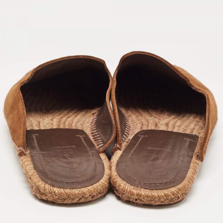 Pre Owned Tom Ford Brown Suede Espadrille Mules Size 44