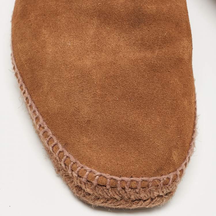 Pre Owned Tom Ford Brown Suede Espadrille Mules Size 44