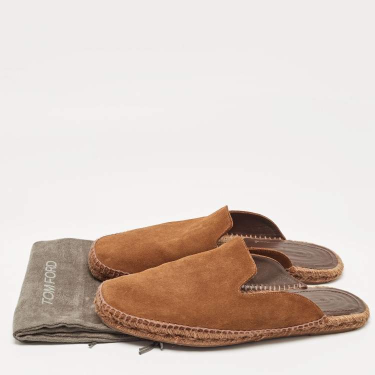 Pre Owned Tom Ford Brown Suede Espadrille Mules Size 44