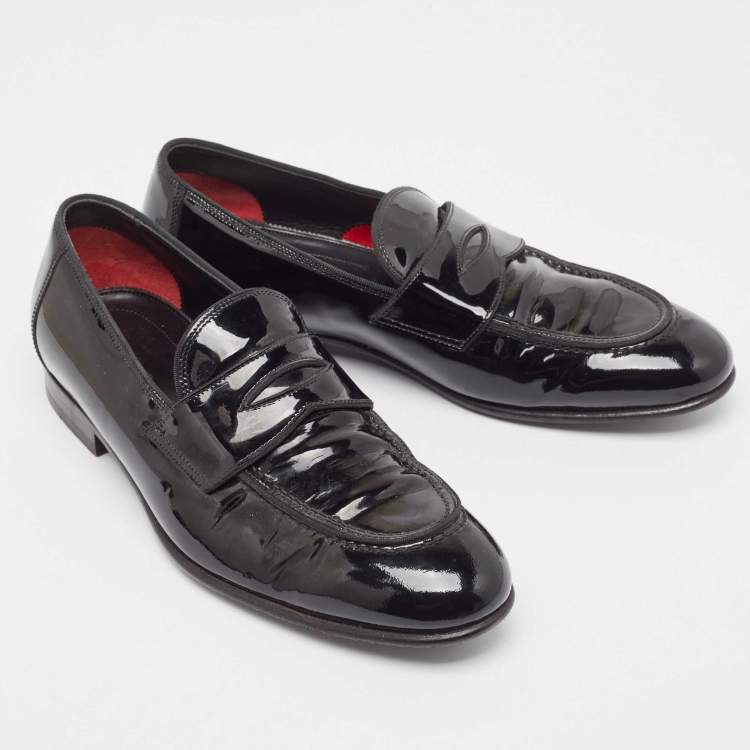 Pre Owned Tom Ford Black Patent Leather Penny Loafers Size 40