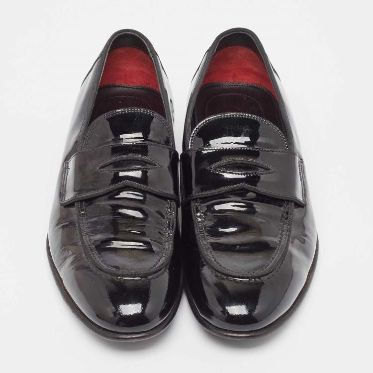 Pre Owned Tom Ford Black Patent Leather Penny Loafers Size 40