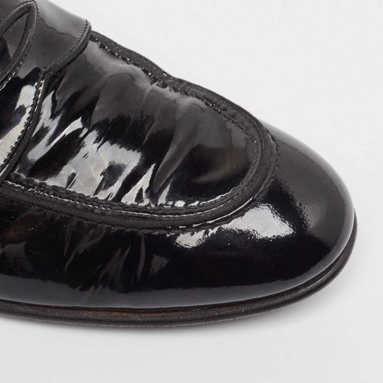 Pre Owned Tom Ford Black Patent Leather Penny Loafers Size 40