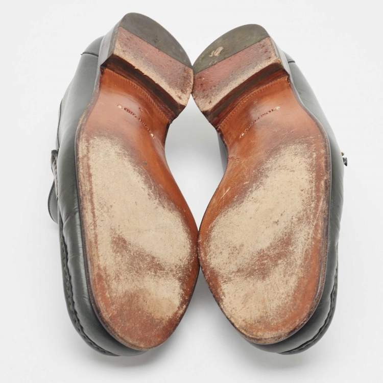 Pre Owned Tom Ford Green Leather York Chain Loafers  Size 42