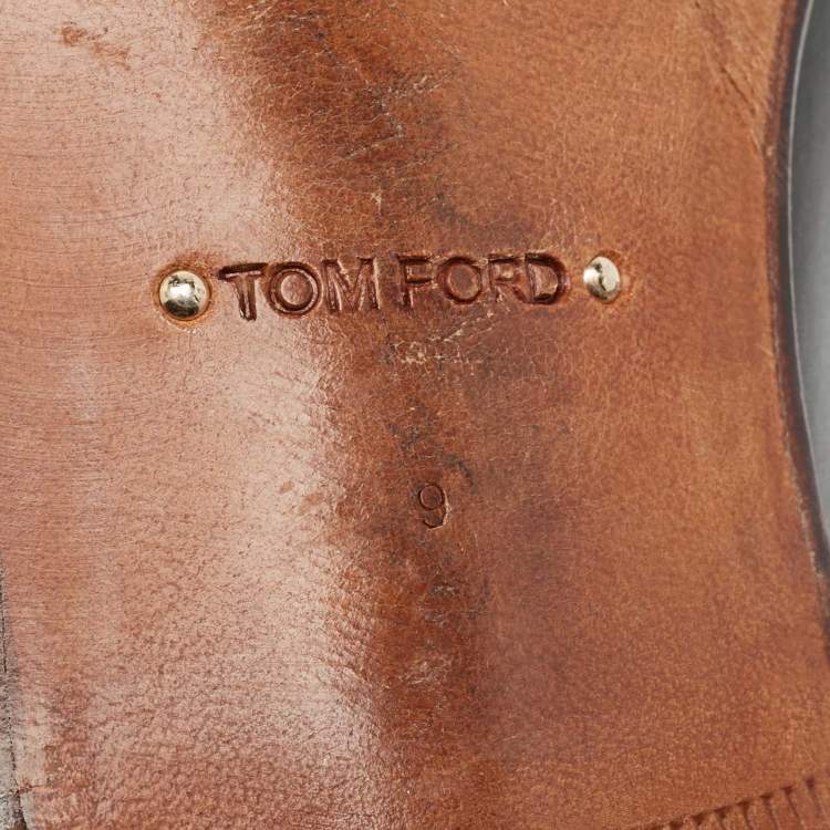 Pre Owned Tom Ford Green Leather York Chain Loafers  Size 42