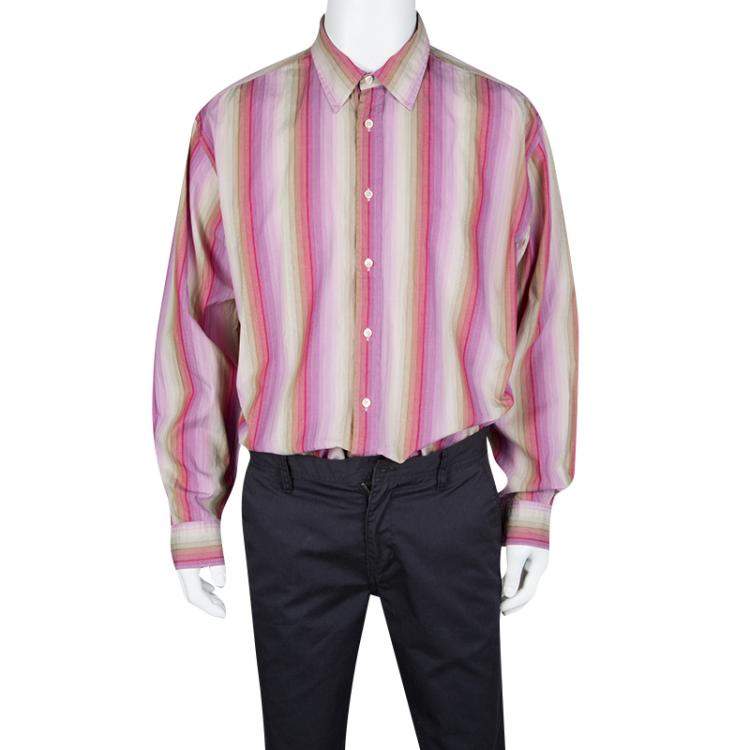 NWT MENS TOMMY HILFIGER  MULTICOLOR STRIPED LONG SLEEVE BUTTON UP SHIRT S M L 