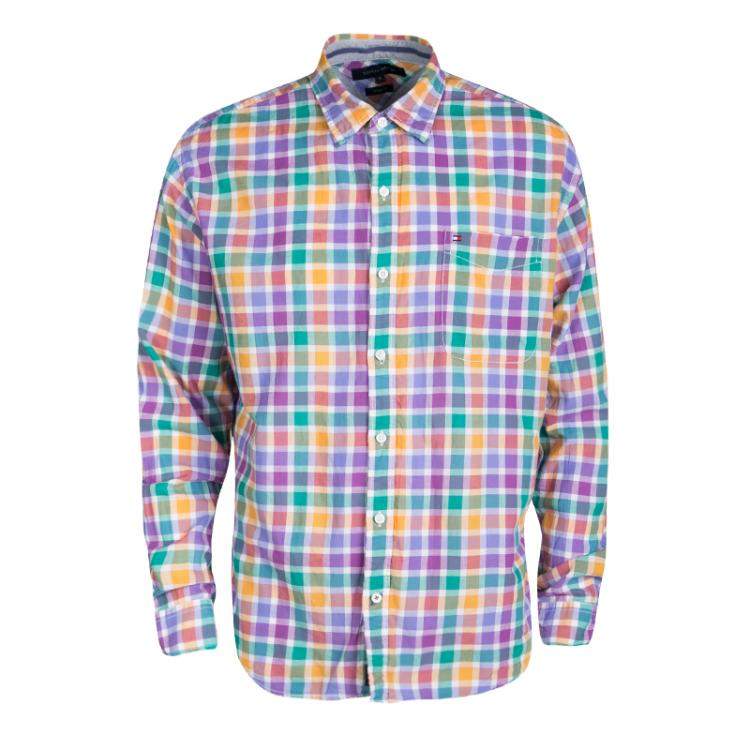 Handel Afleiden Helaas Tommy Hilfiger Multicolor Checked Cotton Long Sleeve Vintage Fit Shirt XL Tommy  Hilfiger | TLC