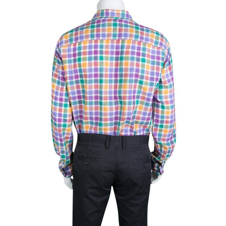 Pre Owned Tommy Hilfiger Multicolor Checked Cotton Long Sleeve Vintage Fit Shirt XL