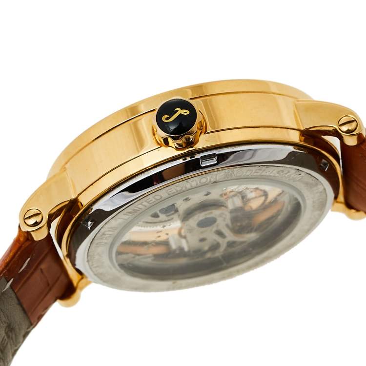 Pre Owned Tonino Lamborghini Gold PVD Stainless Steel Skeleton LS4490 Men's Wristwatch 44 mm 