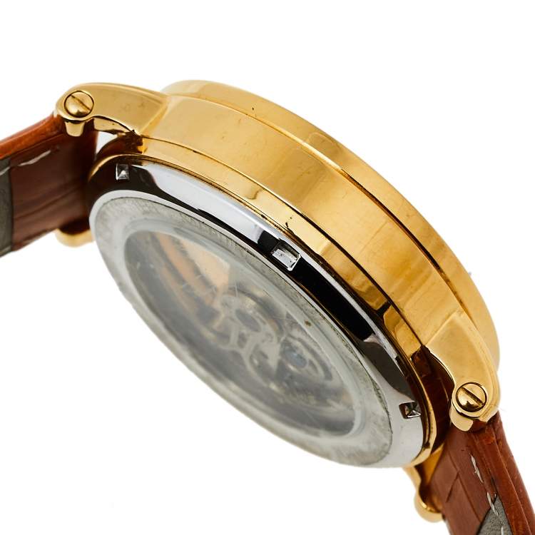 Pre Owned Tonino Lamborghini Gold PVD Stainless Steel Skeleton LS4490 Men's Wristwatch 44 mm 