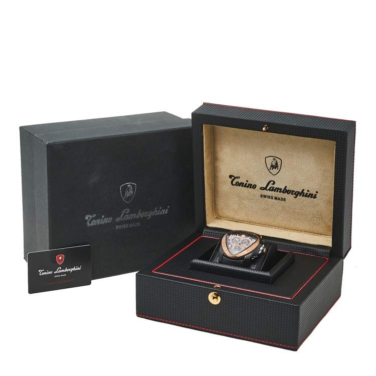 Pre Owned Tonino Lamborghini Black Two-Tone Stainless Steel Spyder 901BGL Men's Wristwatch 55 mm