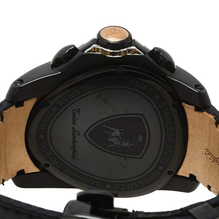 Pre Owned Tonino Lamborghini Black Two-Tone Stainless Steel Spyder 901BGL Men's Wristwatch 55 mm