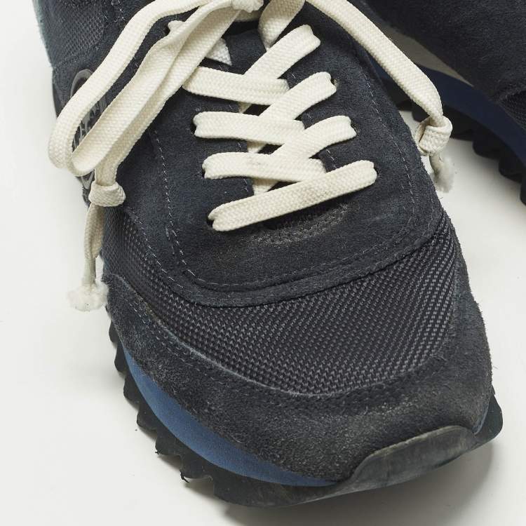 Pre Owned Tory Burch Sawtooth Size 41 Two Tone Canvas and Suede Lace Up Sneakers