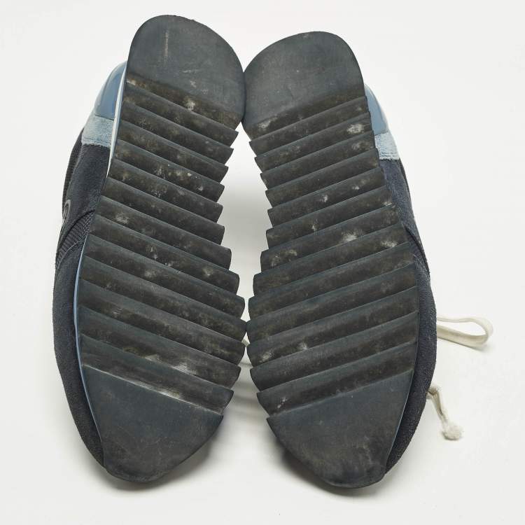 Pre Owned Tory Burch Sawtooth Size 41 Two Tone Canvas and Suede Lace Up Sneakers