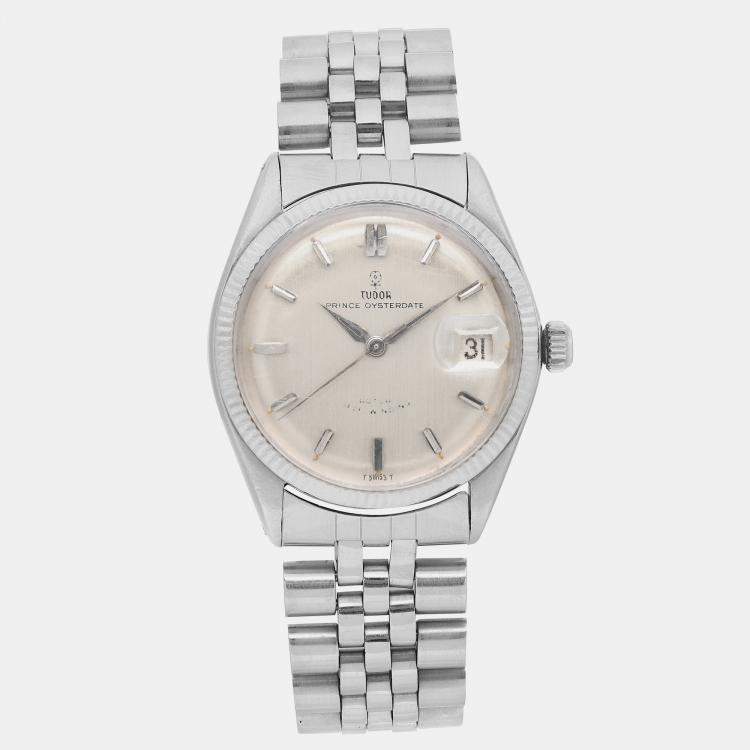 Pre Owned Tudor White 14k White gold Prince OysterDate 7966 Automatic Men's Wristwatch 34mm