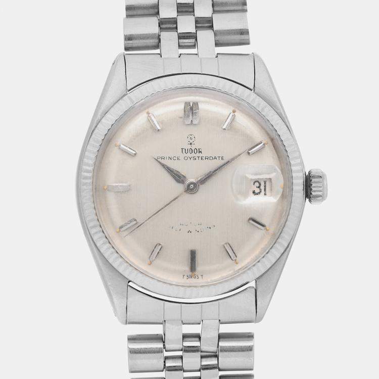Pre Owned Tudor White 14k White gold Prince OysterDate 7966 Automatic Men's Wristwatch 34mm