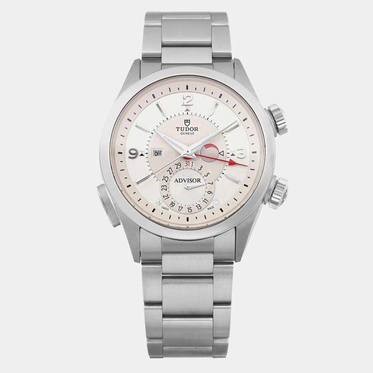 Pre Owned Tudor White Stainless Steel Heritage Advisor 79620T-95740 Automatic Men's Wristwatch 42mm