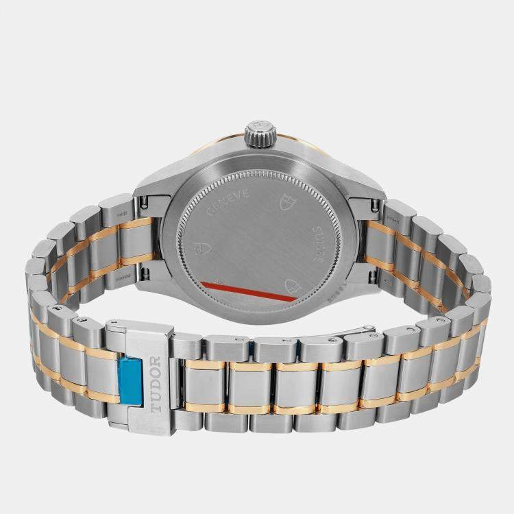 Pre Owned Tudor Black 18k Yellow Gold Steel  Style 12103-0003 Automatic Women's Wristwatch 28mm