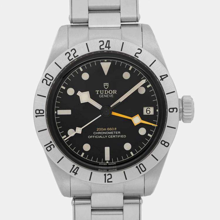Pre Owned Tudor Black Stainless Steel Black Bay M79470-0001 Automatic Men's Wristwatch 39 mm